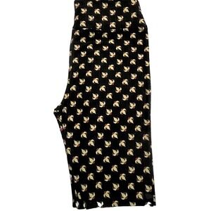 LuLaRoe One Size 2-10 Leggings Black With Green & Red Paisley Print Bubble NWOT